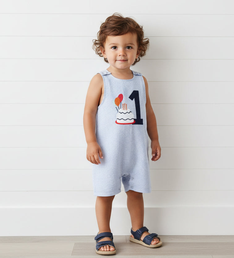 Birthday Striped Romper, infant, clothing, boy, embroidered, kids