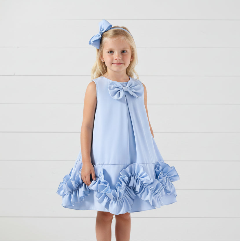 Blue Scalloped Ruffle Dress, girl, kids, Easter / COMING SOON
