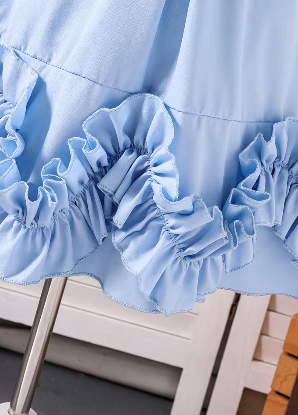 Blue Scalloped Ruffle Dress, girl, kids, Easter / COMING SOON