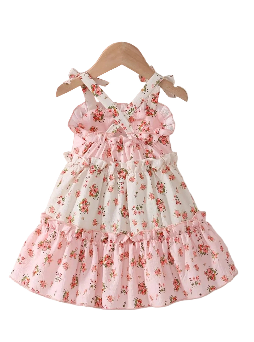 Cream & Pink Cottage Rose Layered Dress, girl, kids, Spring