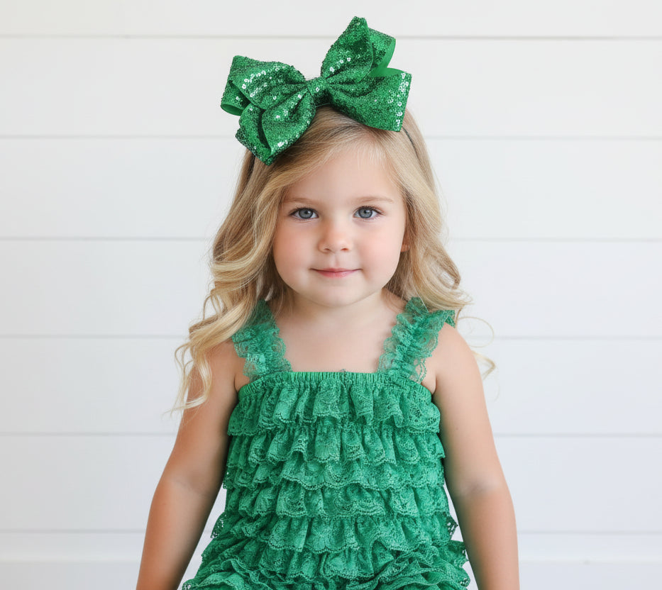 Green Lace Ruffle Romper, girl, toddler, Spring