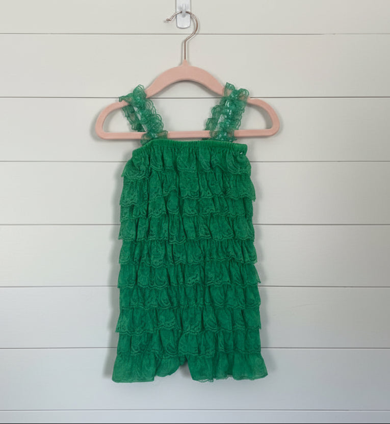 Green Lace Ruffle Romper, girl, toddler, Spring