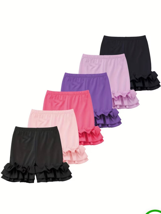 Ruffe Boutique Shorts, girl, assorted colors, kids, toddler, purple, pink, navy