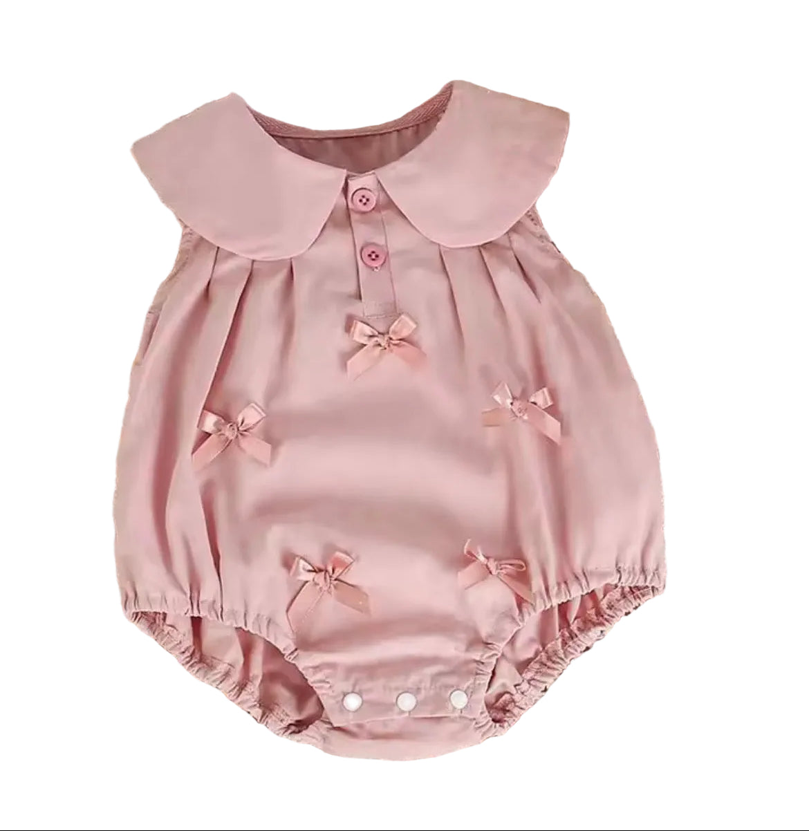 Pink Bow Romper, Sailor Collar, Infant, baby, girl