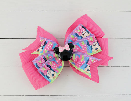 Pink Minnie Hair Bow, clip, girl, Disney, mouse