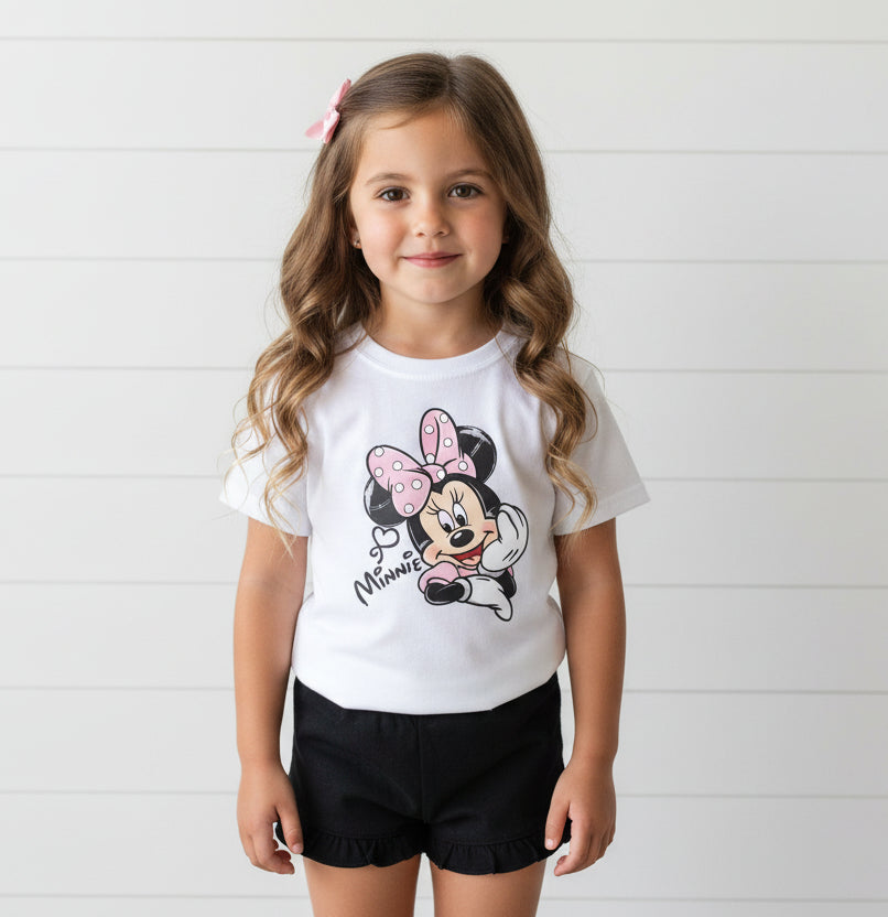 Minnie White T-Shirt, kids, Disney, girl, mouse, top