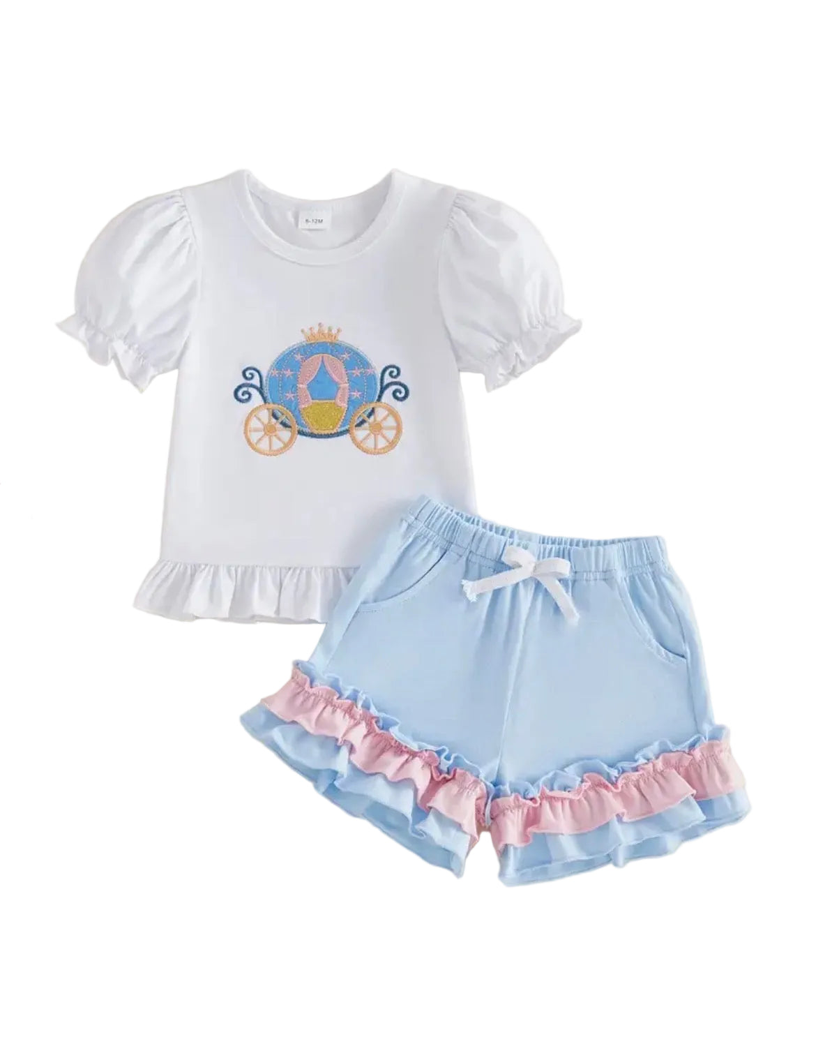 Blue & Pink Princess Carriage Short Set, girls, Spring, Summer / COMING SOON