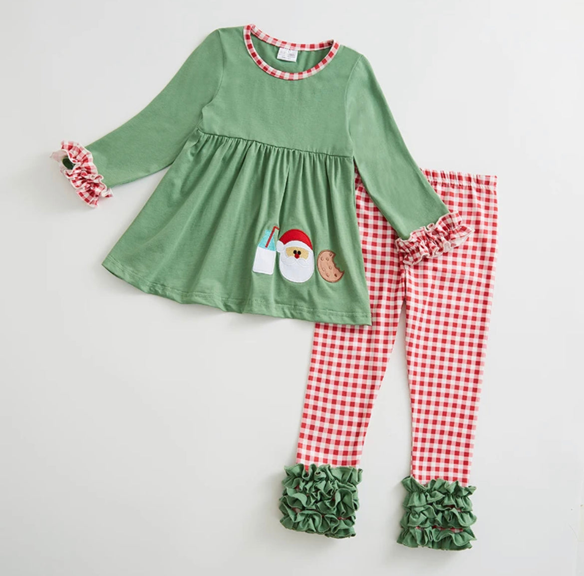 Cookies w/Santa Boutique Ruffle Outfit, Set, Girls, holiday