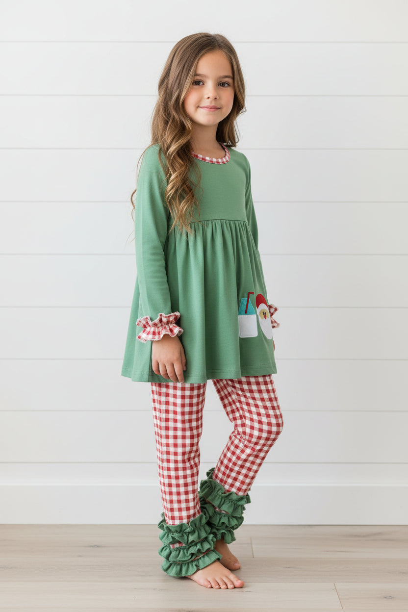 Red, White & Green Striped Hair Bow, girl, holiday