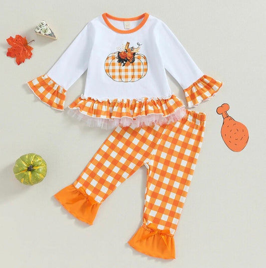 Lil' Pumpkin Girl's Ruffle Pant Set, Outfit, kids, Halloween, clothing / SALE: Reg. $17.95