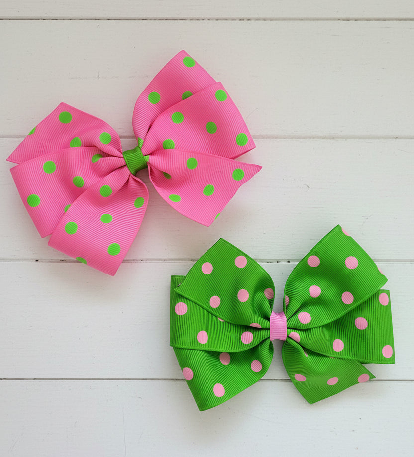 Preppy Polka Dots Hair Bow, girl, clip