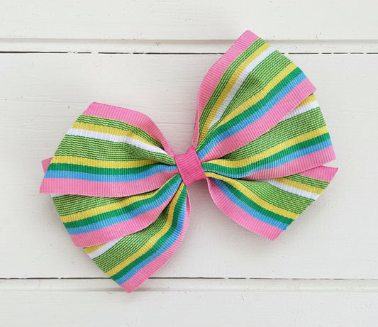 Pastel Striped Hair Bow, preppy, clip, girl