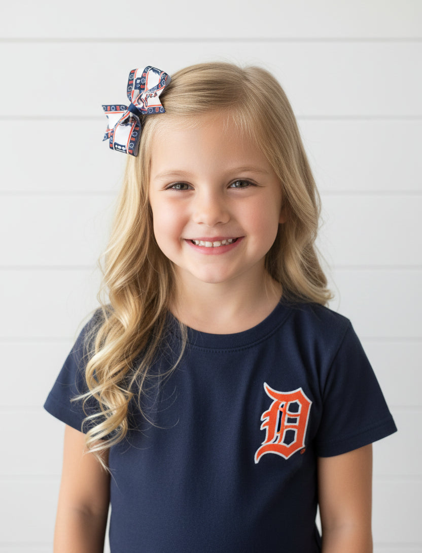 Detroit Tigers Print Hair Bow, Baseball, team, sports