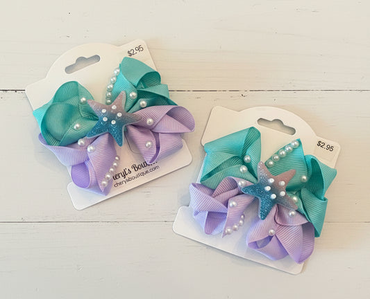 Under the Sea Hair Bows, Clip, girl, pig tails, Disney
