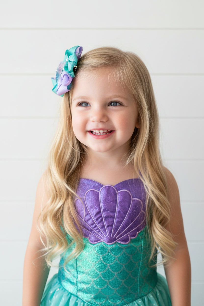 Under the Sea Hair Bows, Clip, girl, pig tails, Disney