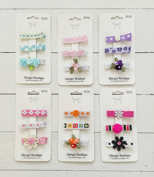 Assorted Clip Set Trios for Hair, girl, baby, toddler