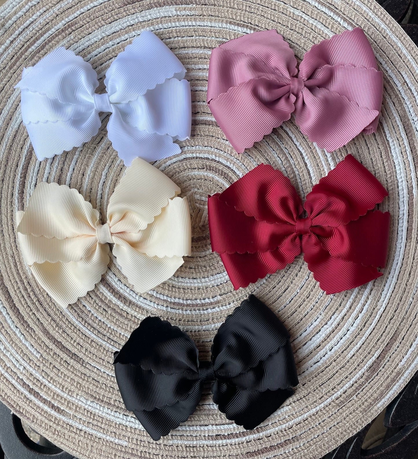 Scalloped Hair Bow, Accessory, grosgrain, girl, Back to School