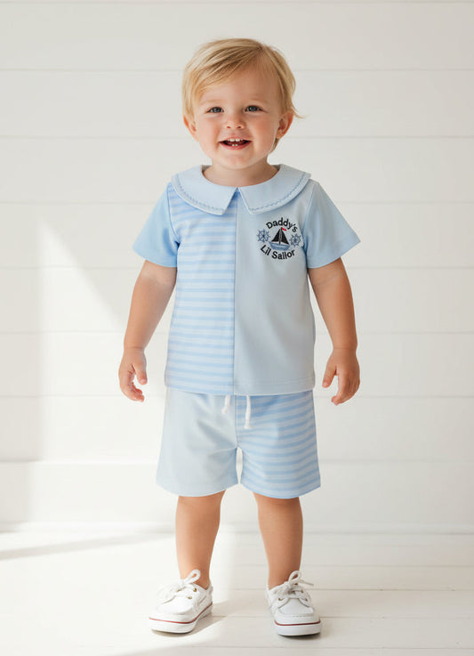 Daddy's Lil Sailor Short Outfit, Short Sleeve, baby, boy, toddler
