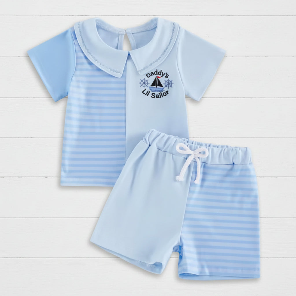 Daddy's Lil Sailor Short Outfit, Short Sleeve, baby, boy, toddler