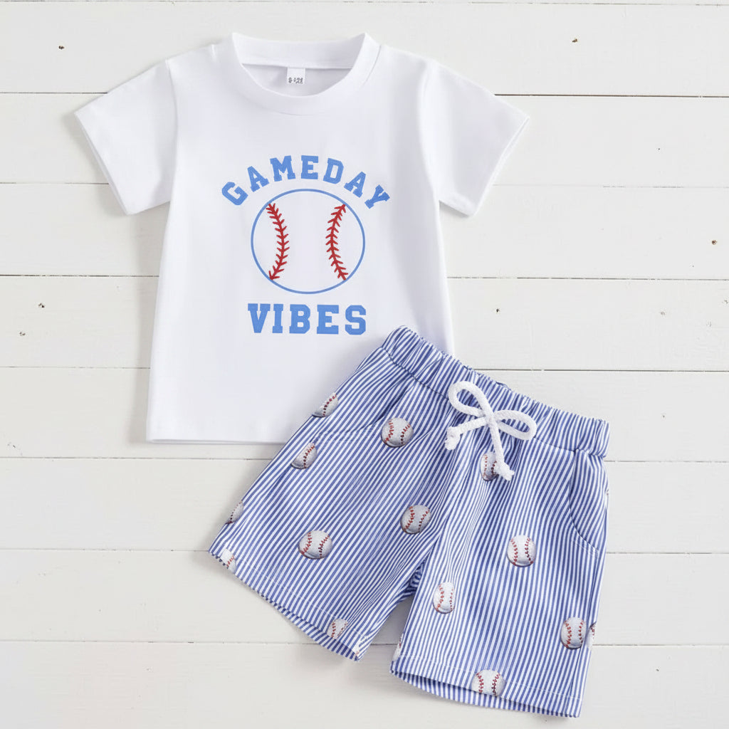 Game Day Vibes Short Outfit, kids, clothing, set, boy, baseball