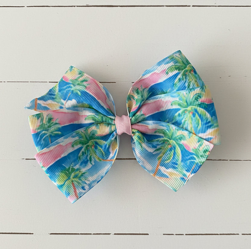 Palm Beach Preppy Hair Bow, girl, clip, tropical, resort