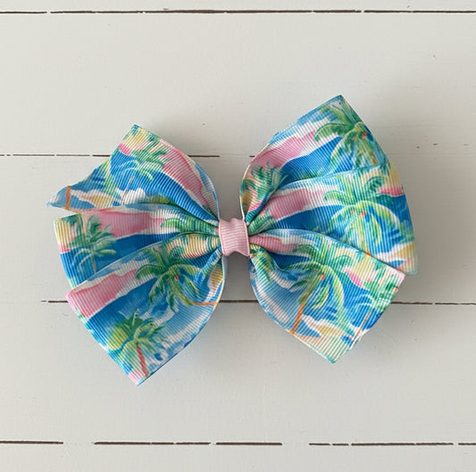 Palm Beach Preppy Hair Bow, girl, clip, tropical, resort