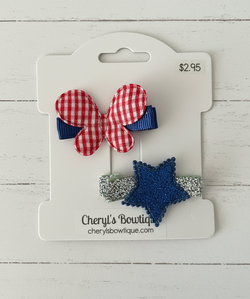 Blue, Red & White Clip Set, girl, toddler, holiday