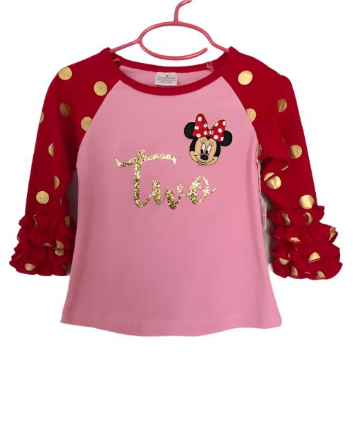 Polka Dot Minnie Ruffle Raglan, Two Birthday, girl, 2T