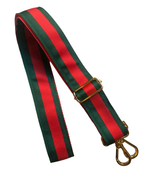 Green & Red Preppy Striped Purse/Instrument Strap, Crossbody, Violin, Gift