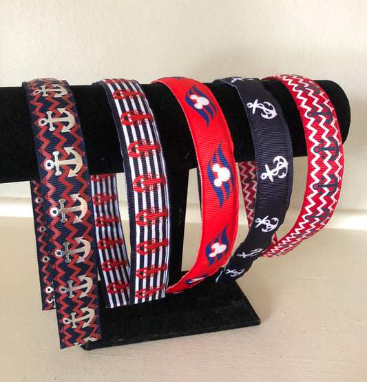 Nautical Print Headbands, Red & Blue