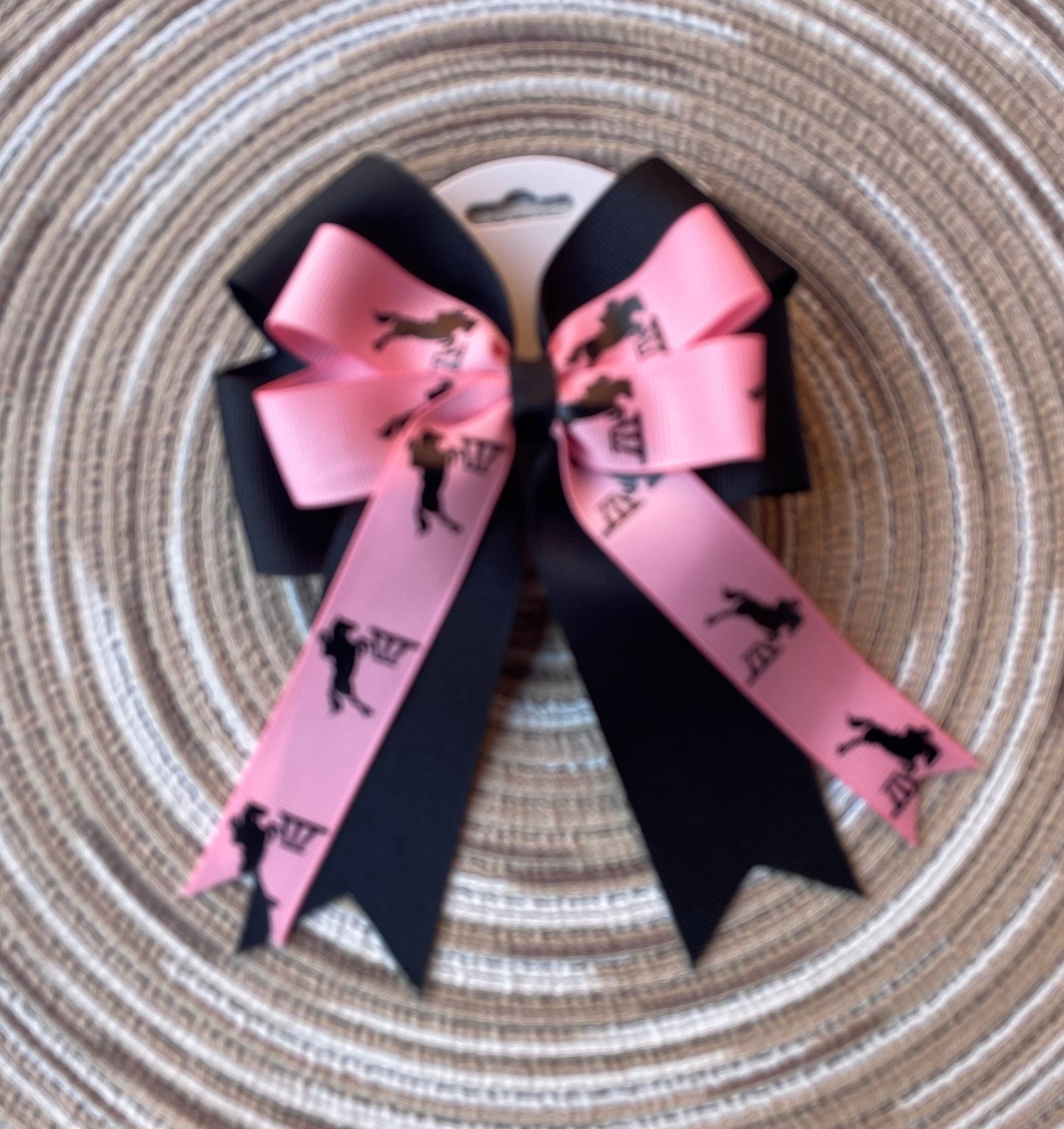 Equestrian Bow, Black & Pink, Horse, Hair, Show