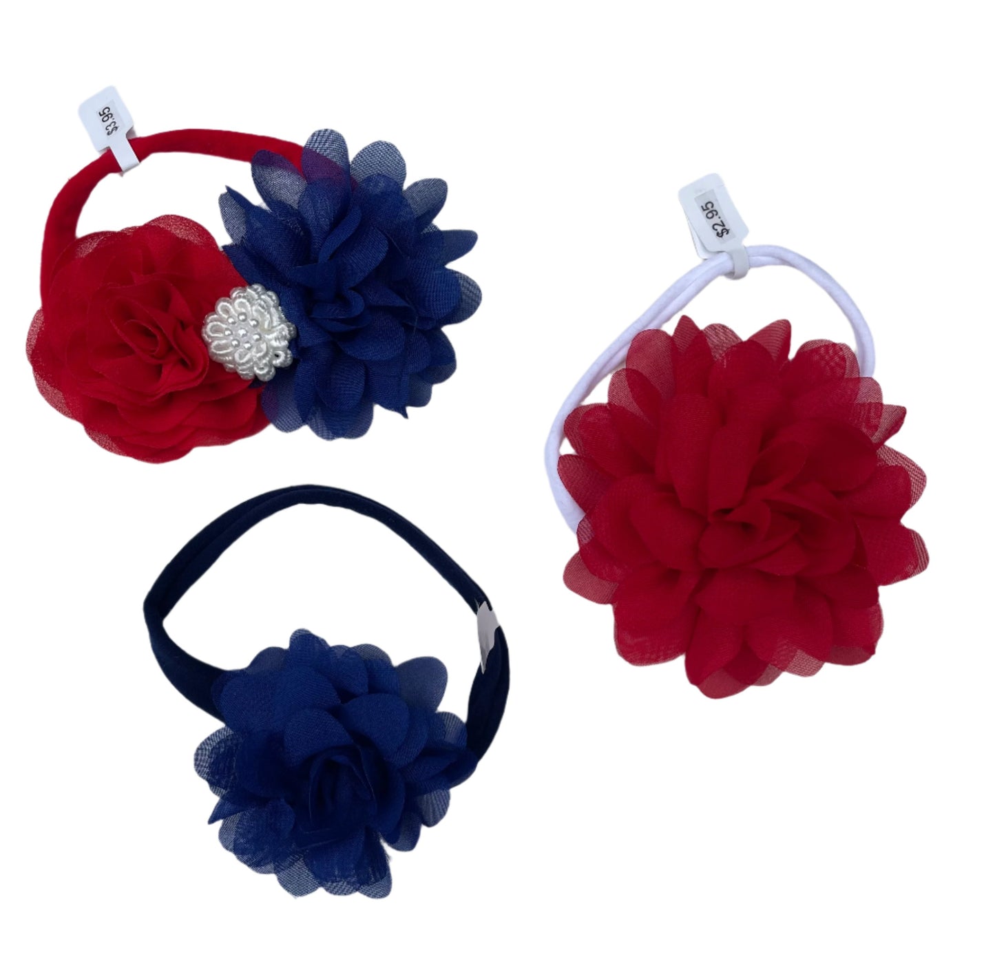 Red, White or Blue Print Nylon Stretch Headbands