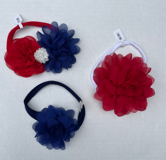 Red, White or Blue Print Nylon Stretch Headbands