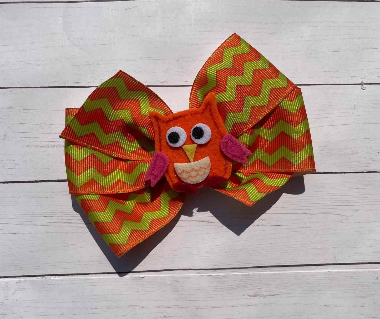 Chevron Owl Hair Bow, clip, Fall, kids / Sale: Reg: $3.95