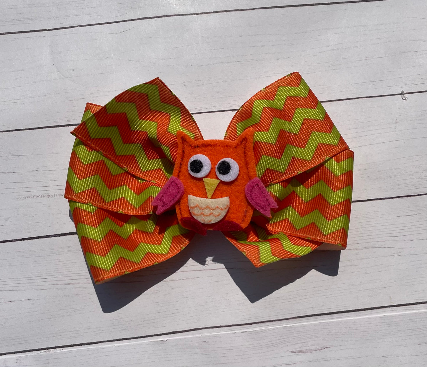 Chevron Owl Hair Bow, clip, Fall, kids / Sale: Reg: $3.95