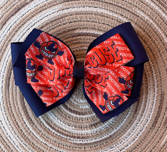 Collegiate Double Hair Bow, Syracuse