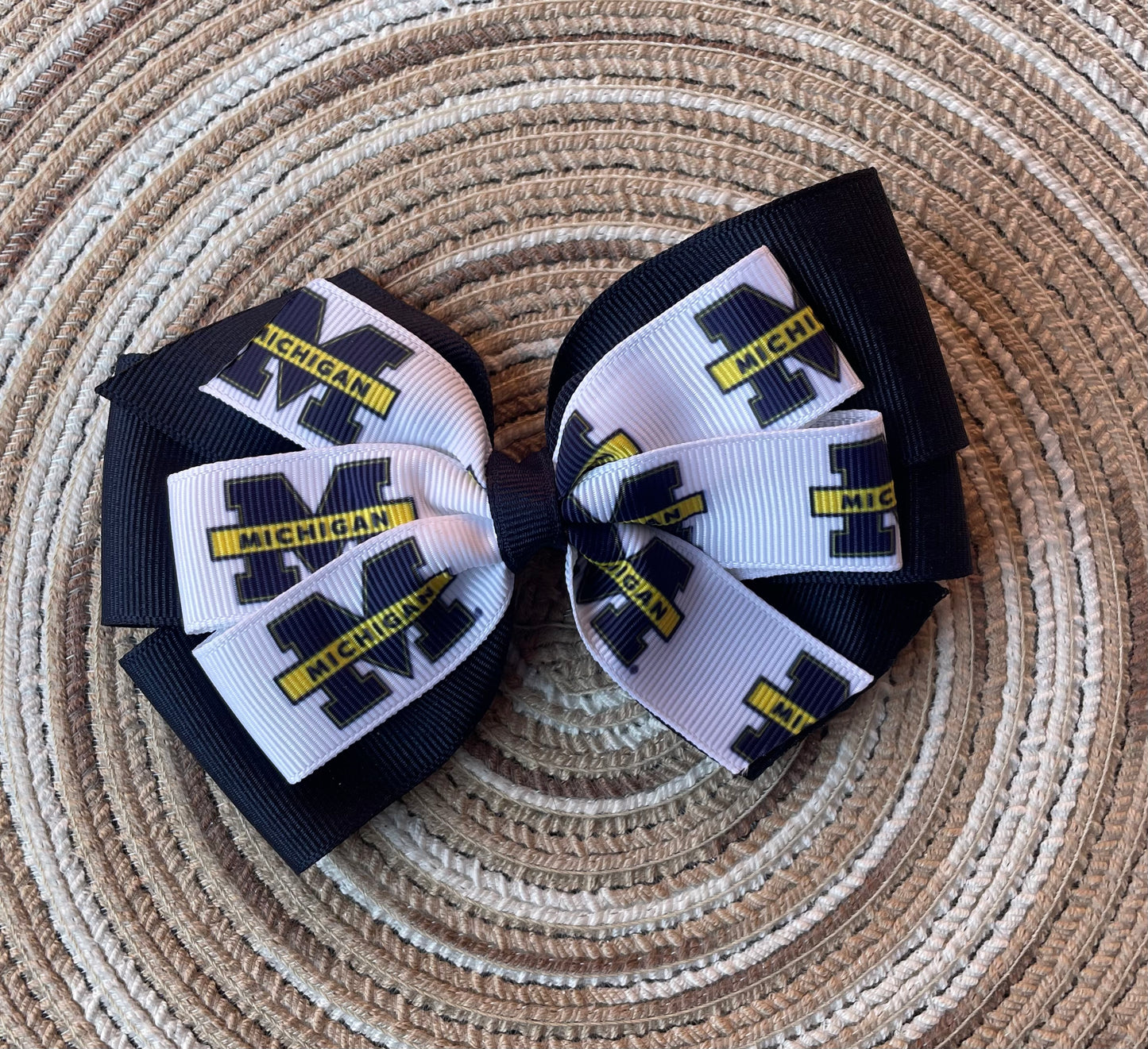 Collegiate Hair Bow, University, Michigan, Wolverine