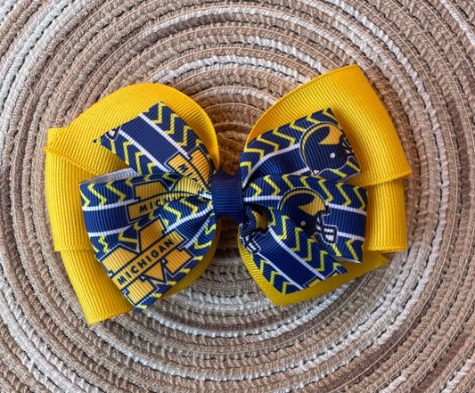 Collegiate Hair Bow, University, Michigan, Wolverine Football