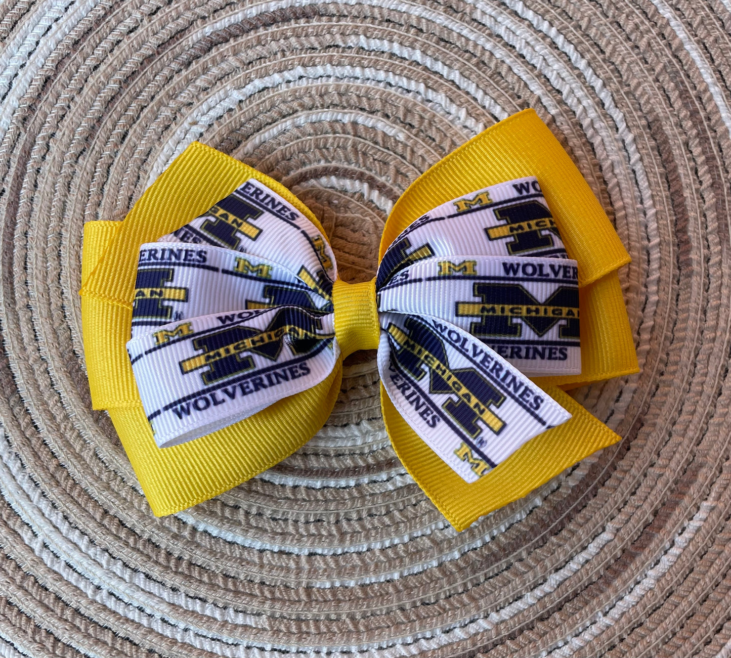 Collegiate Hair Bow, University, Michigan, Wolverine