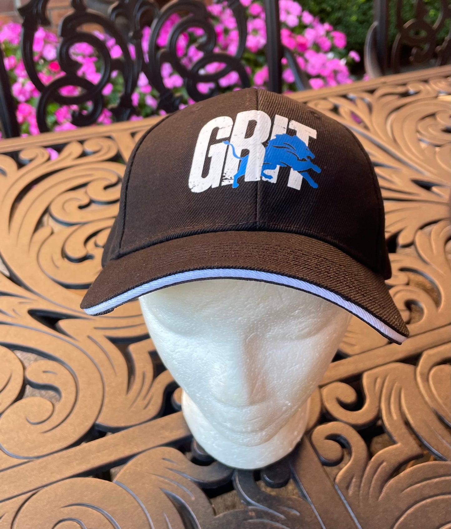 Detroit Lion's Black Grit Baseball Cap, Hat, Football, Unisex