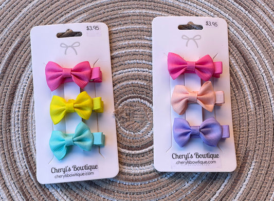 Mini Hair Bow Sets - Bright & Sunny, clip, girl, baby