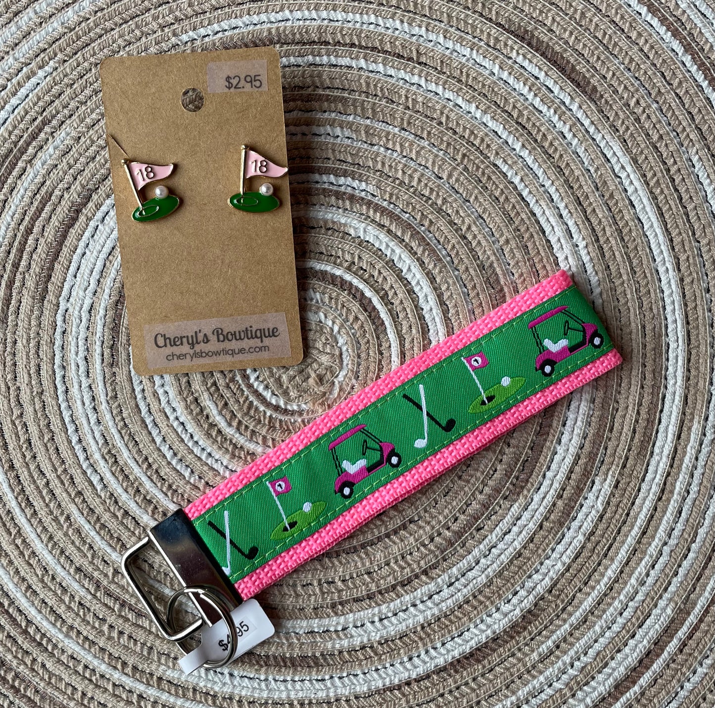 Golfers Gift Set, Earrings, Key FOB, girl, teen, women