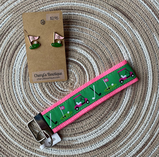 Golfers Gift Set, Earrings, Key FOB, girl, teen, women