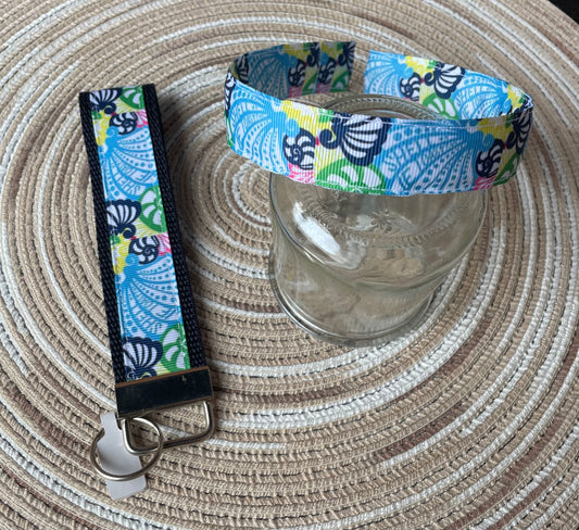 Sea Shell Print Gift Set, Headband, Key FOB, girl, teen, women