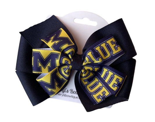 Collegiate Hair Bow, Michigan, Wolverine, University