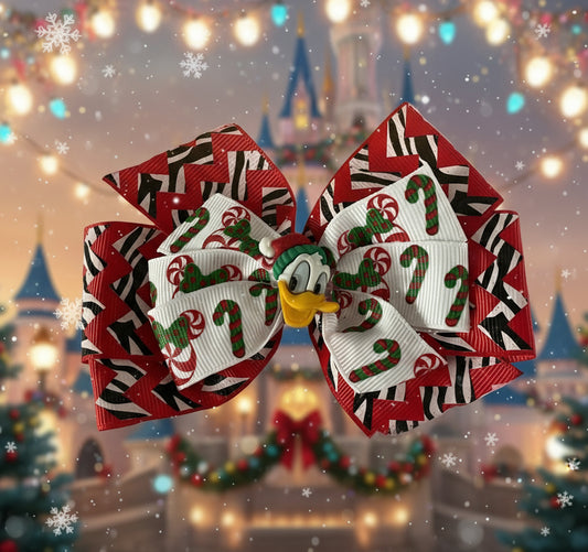 Donald Duck Holiday Hair Bow, kids, clip, Disney, Christmas