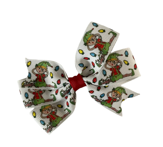 Tangled Elf Small Hair Bow, girl, holiday, Christmas