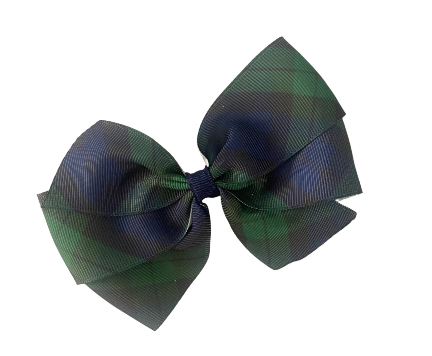 Blue Tartan Plaid Hair Bow, girl, holiday, Christmas, school