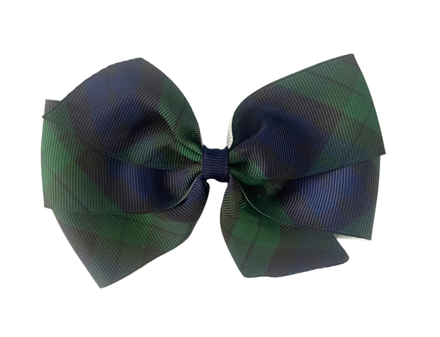 Blue Tartan Plaid Hair Bow, girl, holiday, Christmas, school