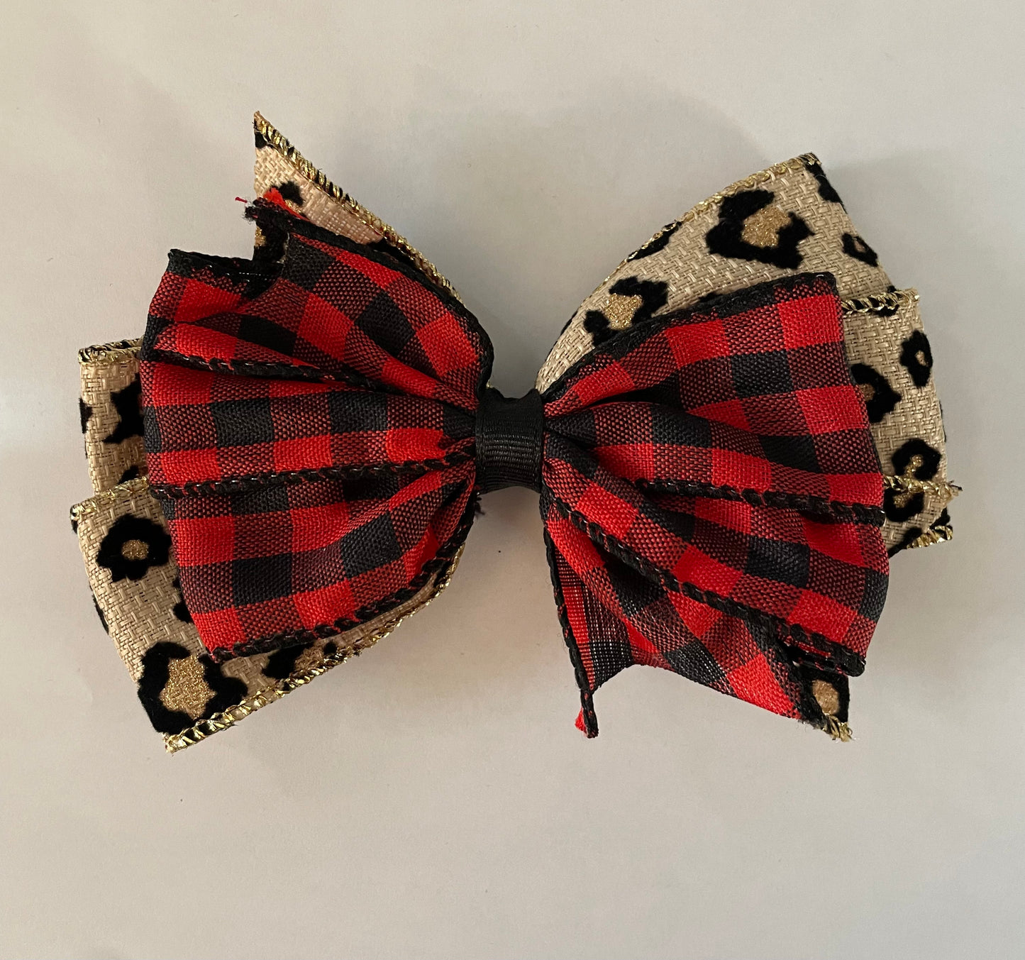 Buffalo Check & Animal Print Hair Bow, girl, holiday, Christmas / DAY 12 of 12 Days of Deals